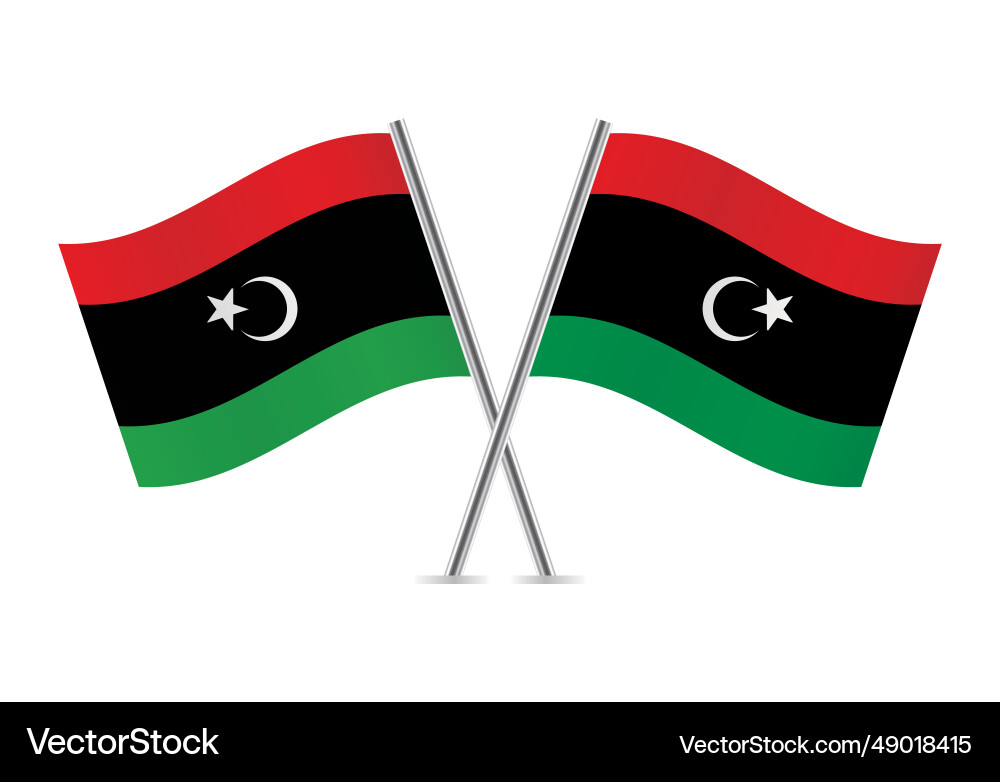 Libya crossed flags libyan Royalty Free Vector Image