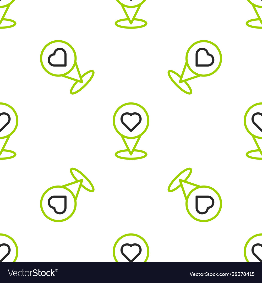 Line map pointer with heart icon isolated seamless vector image Line map pointer with heart icon isolated seamless