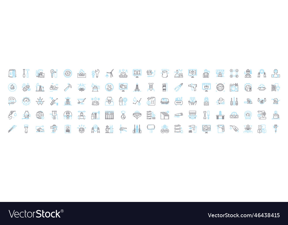 Machine learning line icons set vector image Machine learning line icons set