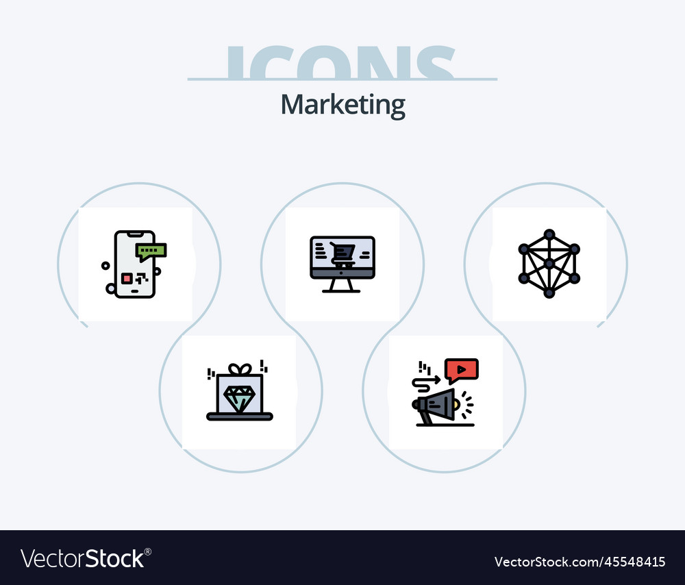 Marketing line filled icon pack 5 design