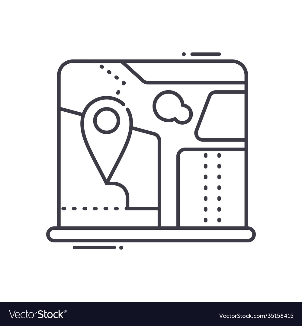 Notebook map icon linear isolated vector image Notebook map icon linear isolated
