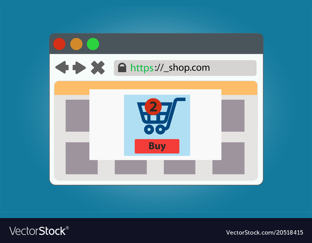 Online store window open in the browser isolated