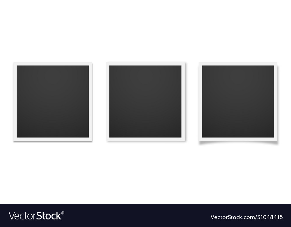 Realistic empty photo frames on white background vector image Realistic empty photo frames on white background