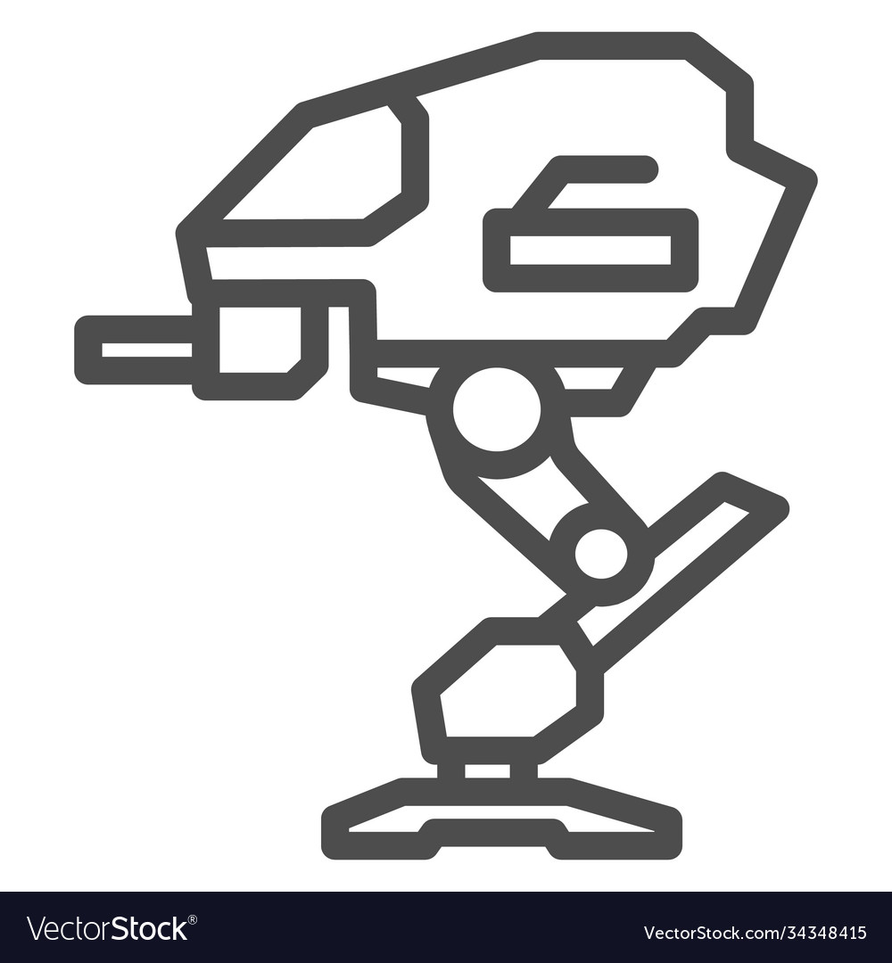 Robot warrior line icon robotization concept