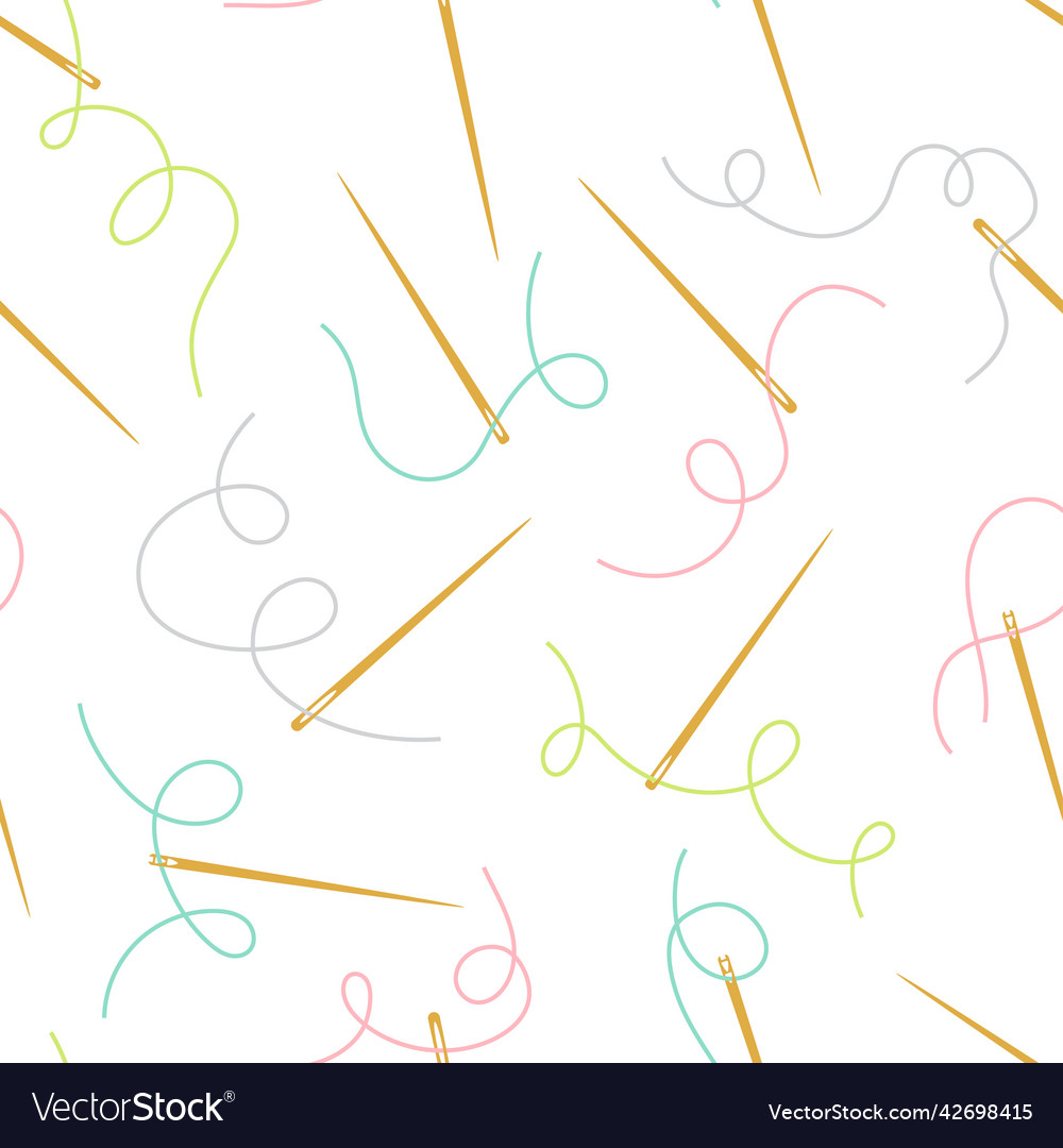 Seamless pattern with needles and threads