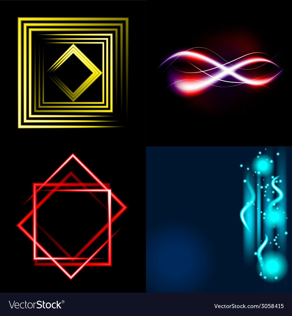 Set of beautifully glowing neon abstract Vector Image