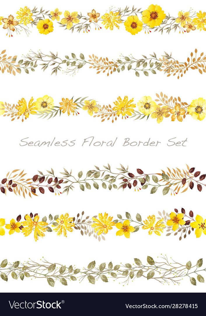 Watercolor Floral Border Set