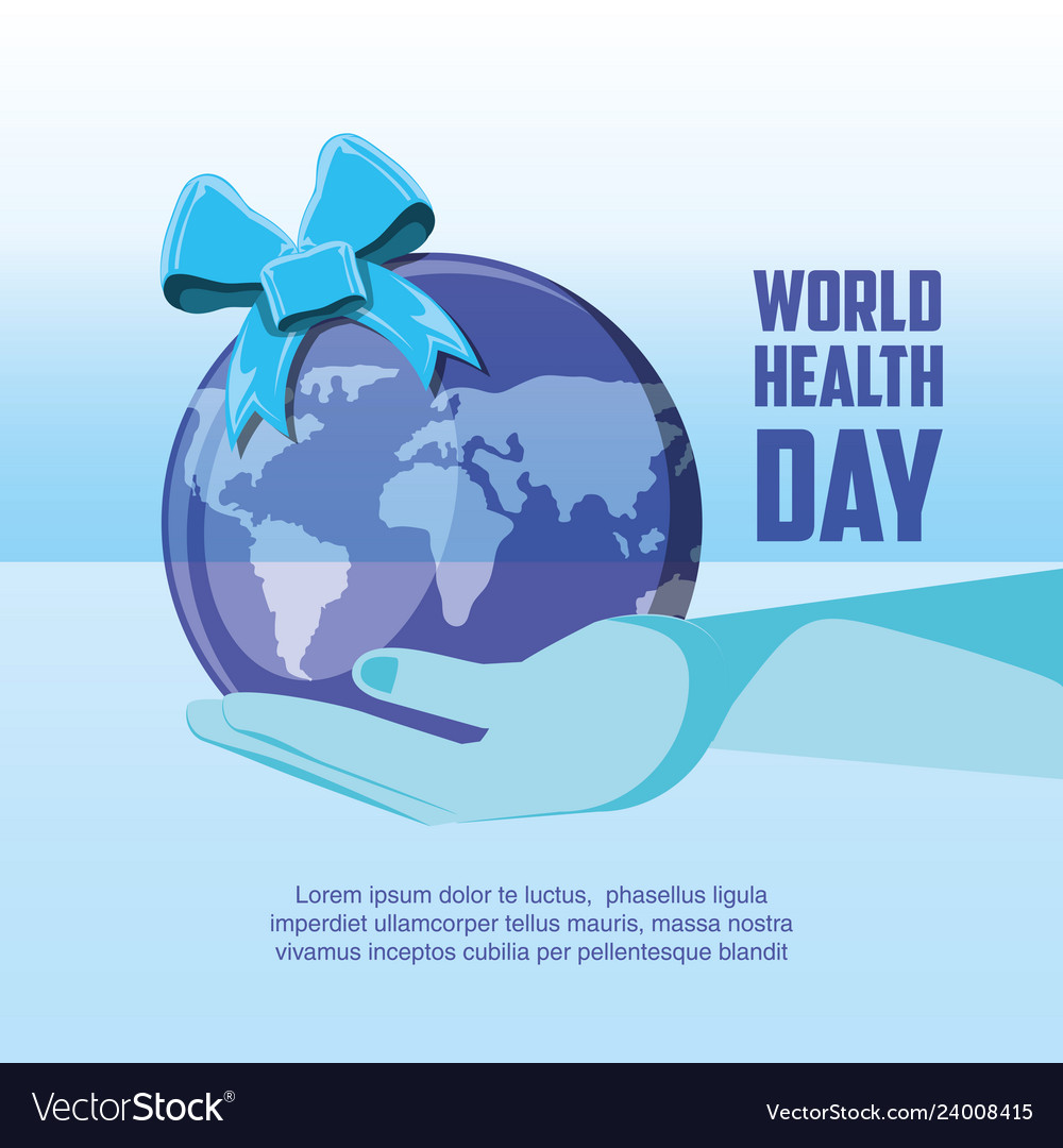 World Health Day Card With Planet Earth Royalty Free Vector