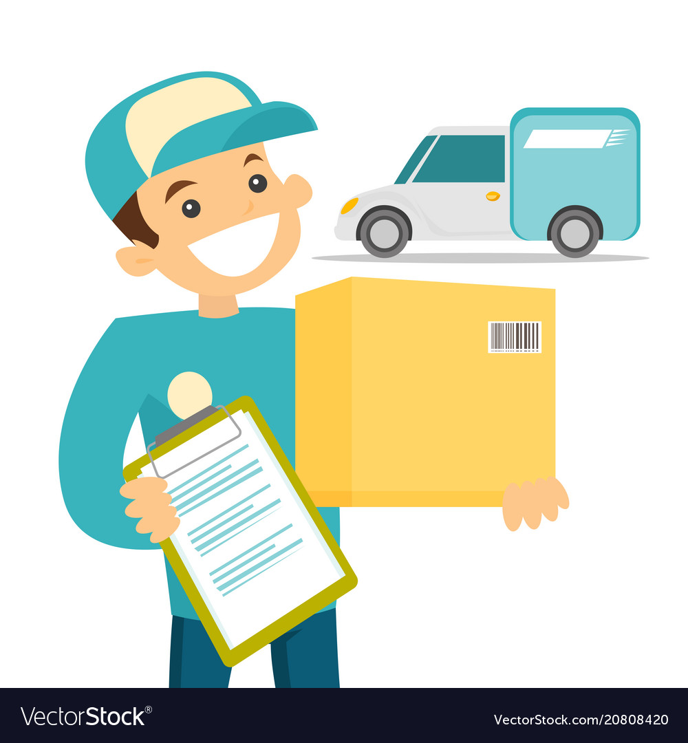 A Courier Delivering A Package Royalty Free Vector Image