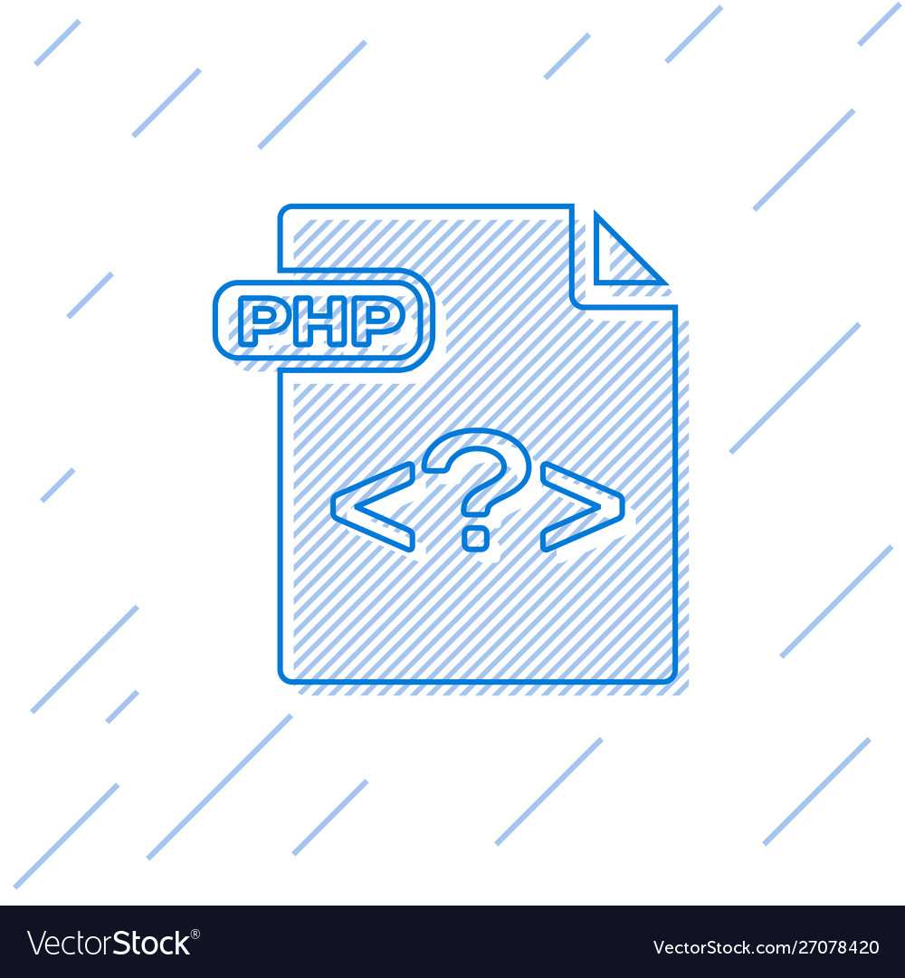 Blue line php file document download button vector image Blue line php file document download button