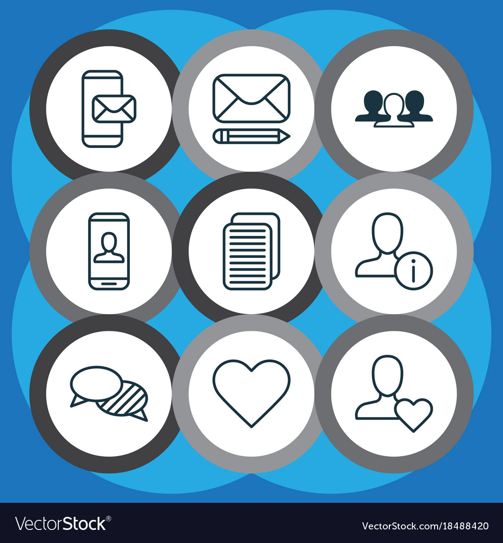 Communication icons set collection of follow