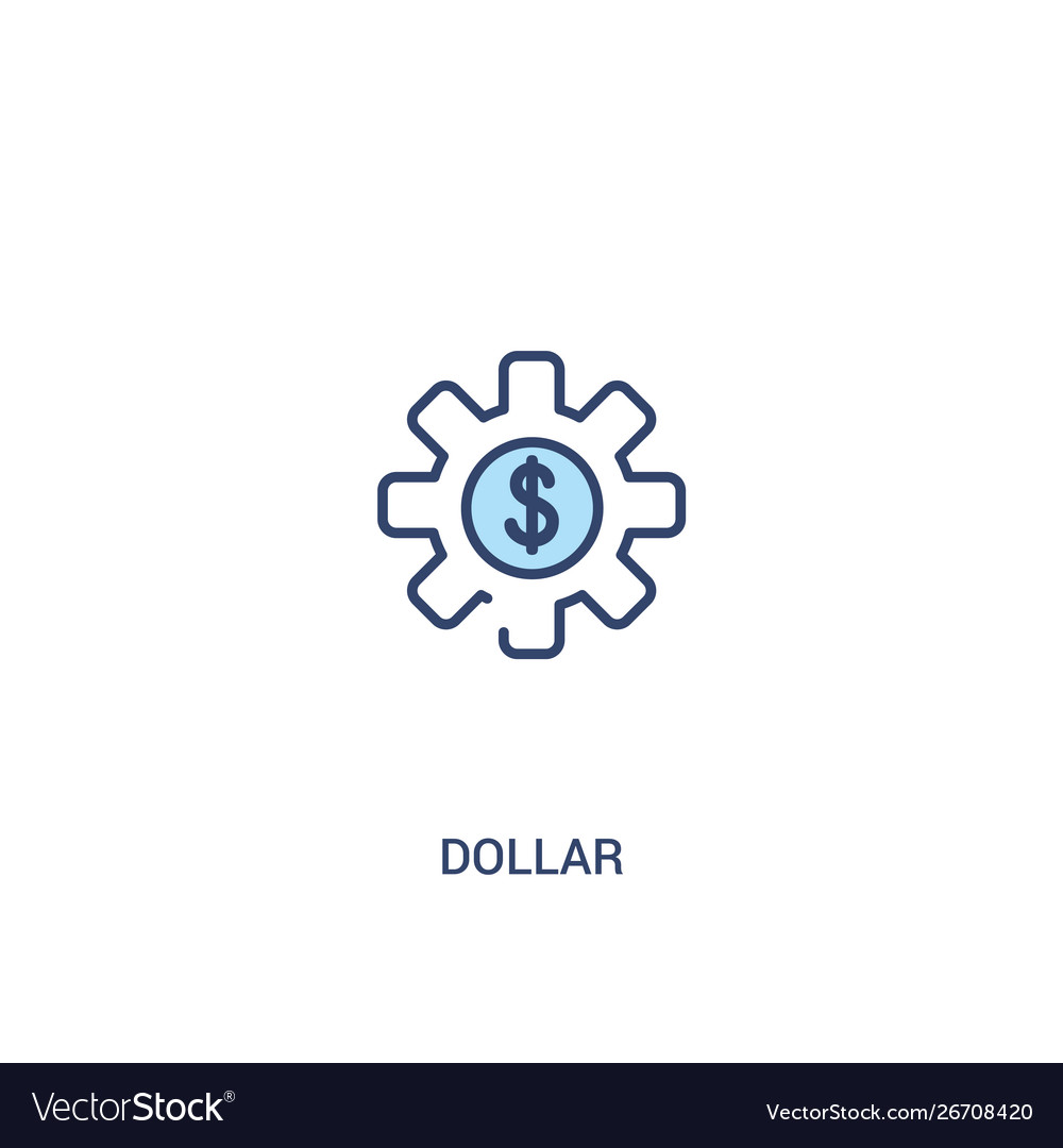 Dollar concept 2 colored icon simple line element vector image Dollar concept 2 colored icon simple line element