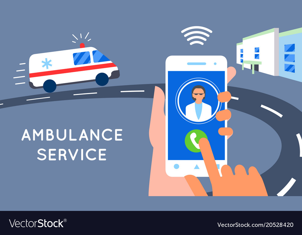 Emergency call concept ambulance car hands