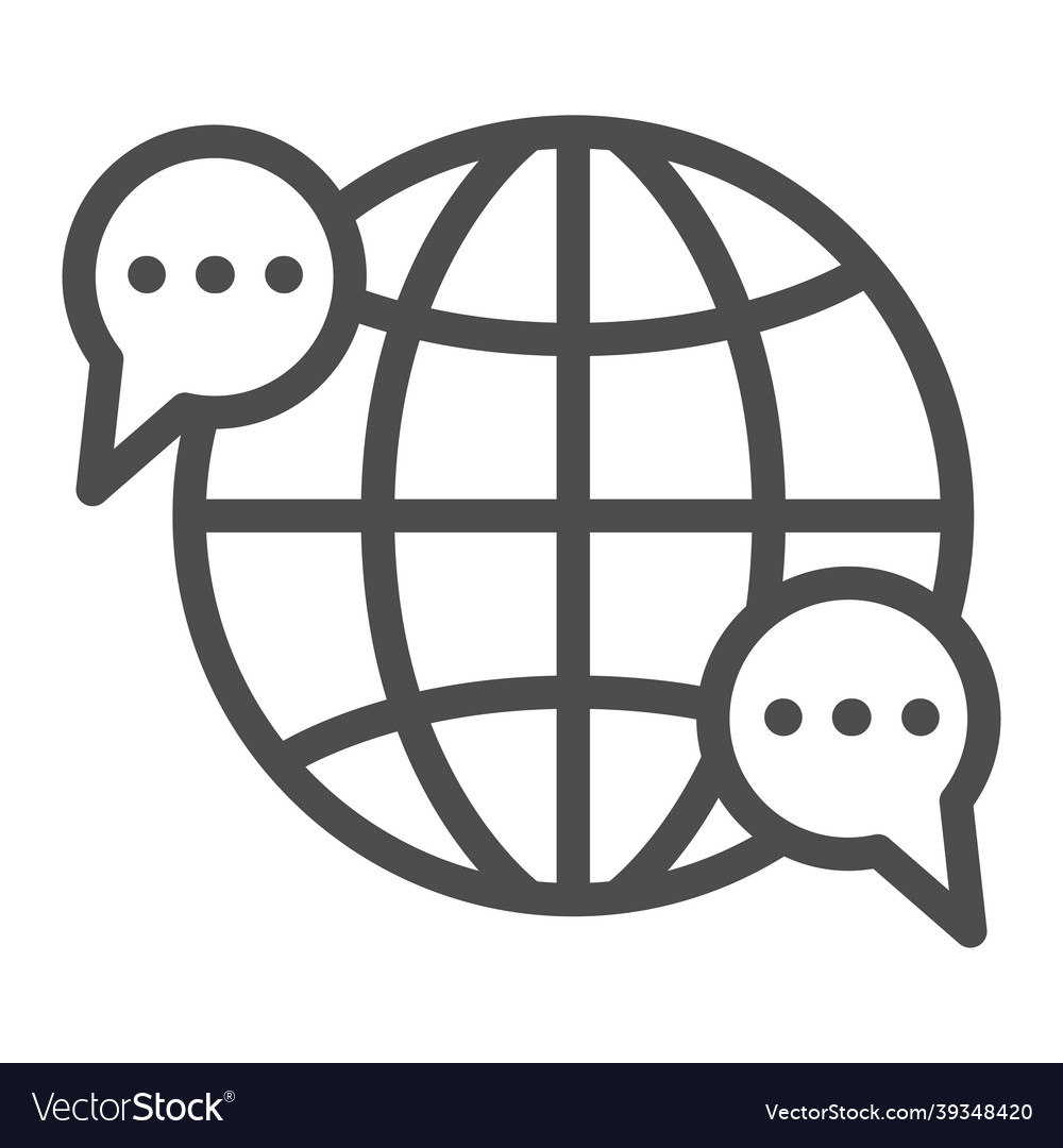 Globe world speech bubble dialogue line icon