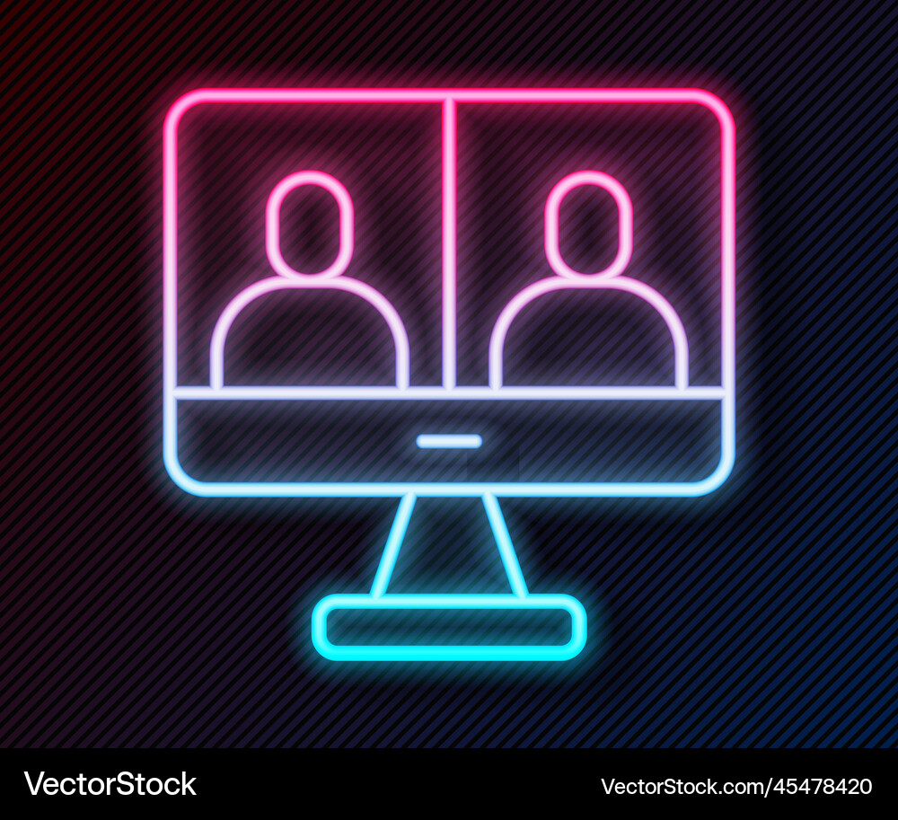 Glowing neon line video chat conference icon Vector Image