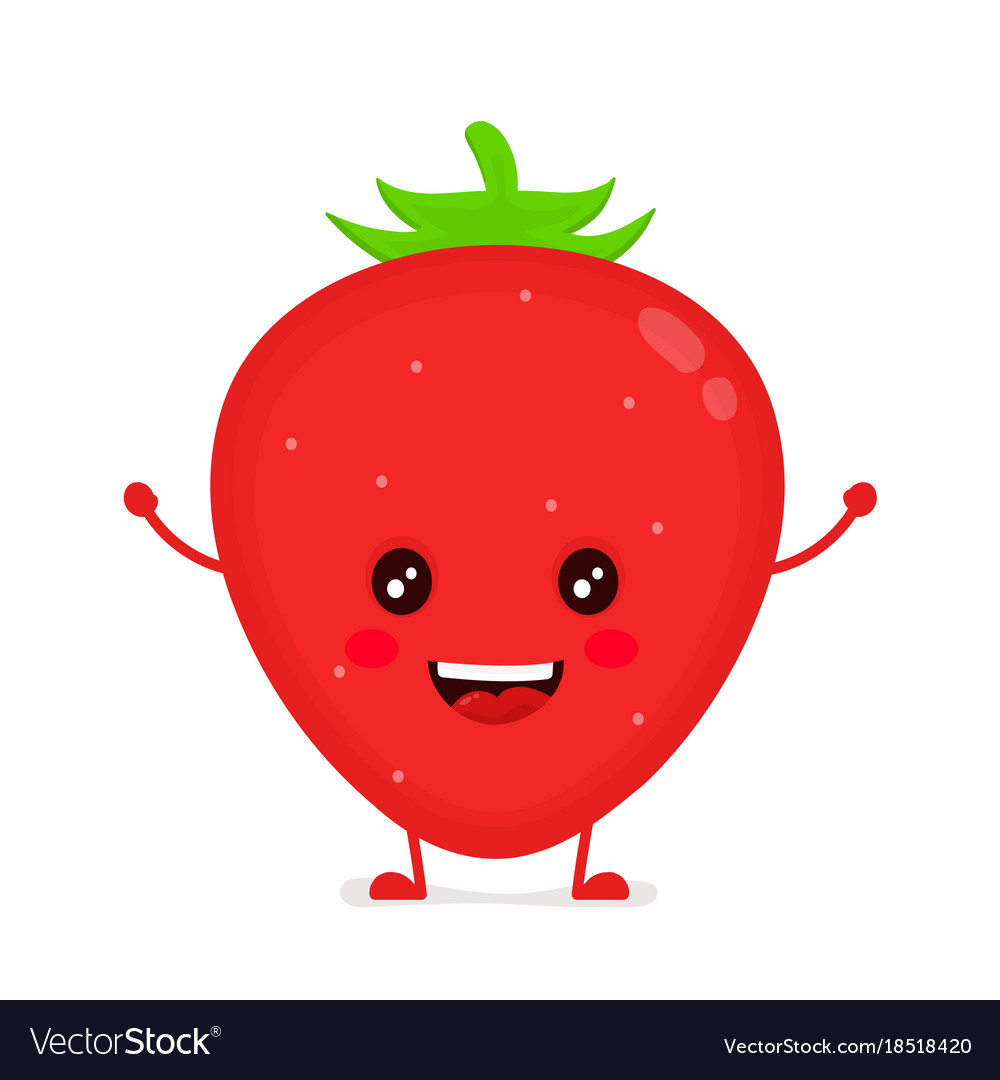 Happy Cute Smiling Funny Strawberry Royalty Free Vector