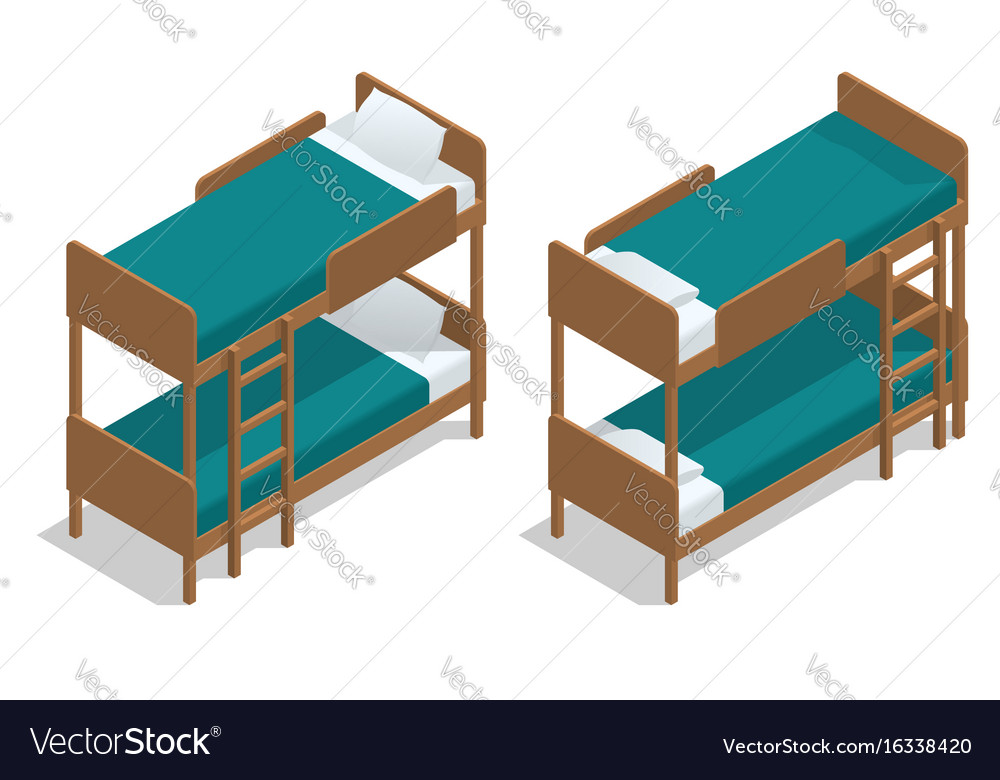 Isometric wooden two-storeyed bed Royalty Free Vector Image