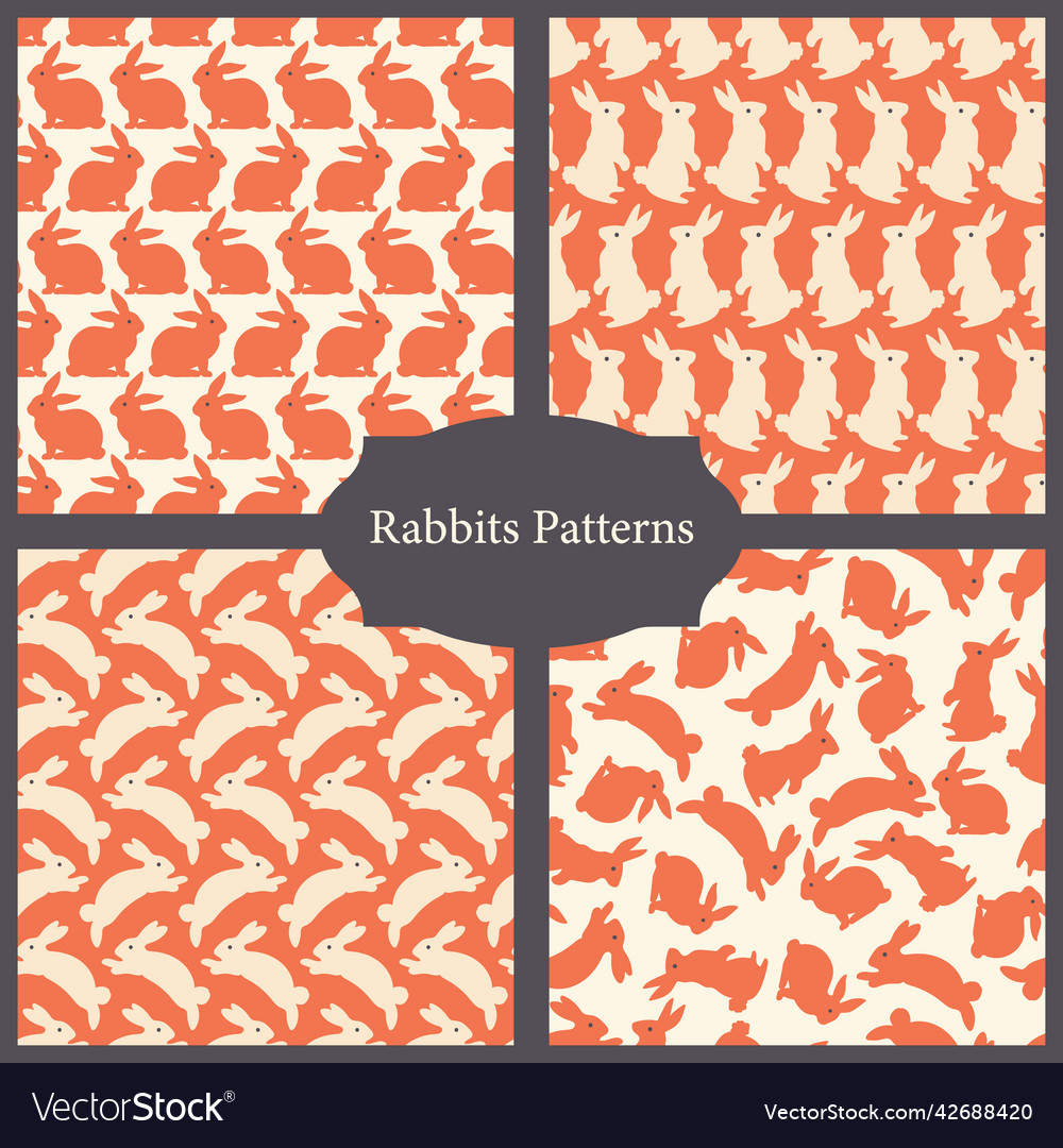 Orange rabbits texture seamless pattern