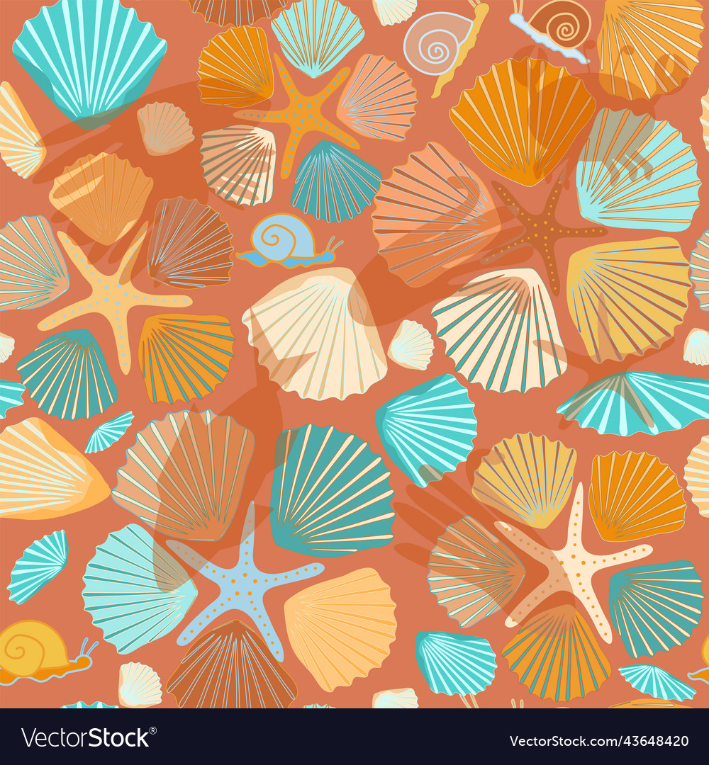 Pattern of multicolored snails and starfish Vector Image Pattern of multicolored snails and starfish