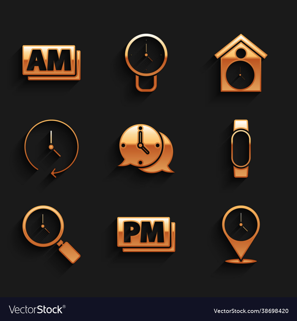 Set clock speech bubble pm location vector image Set clock speech bubble pm location