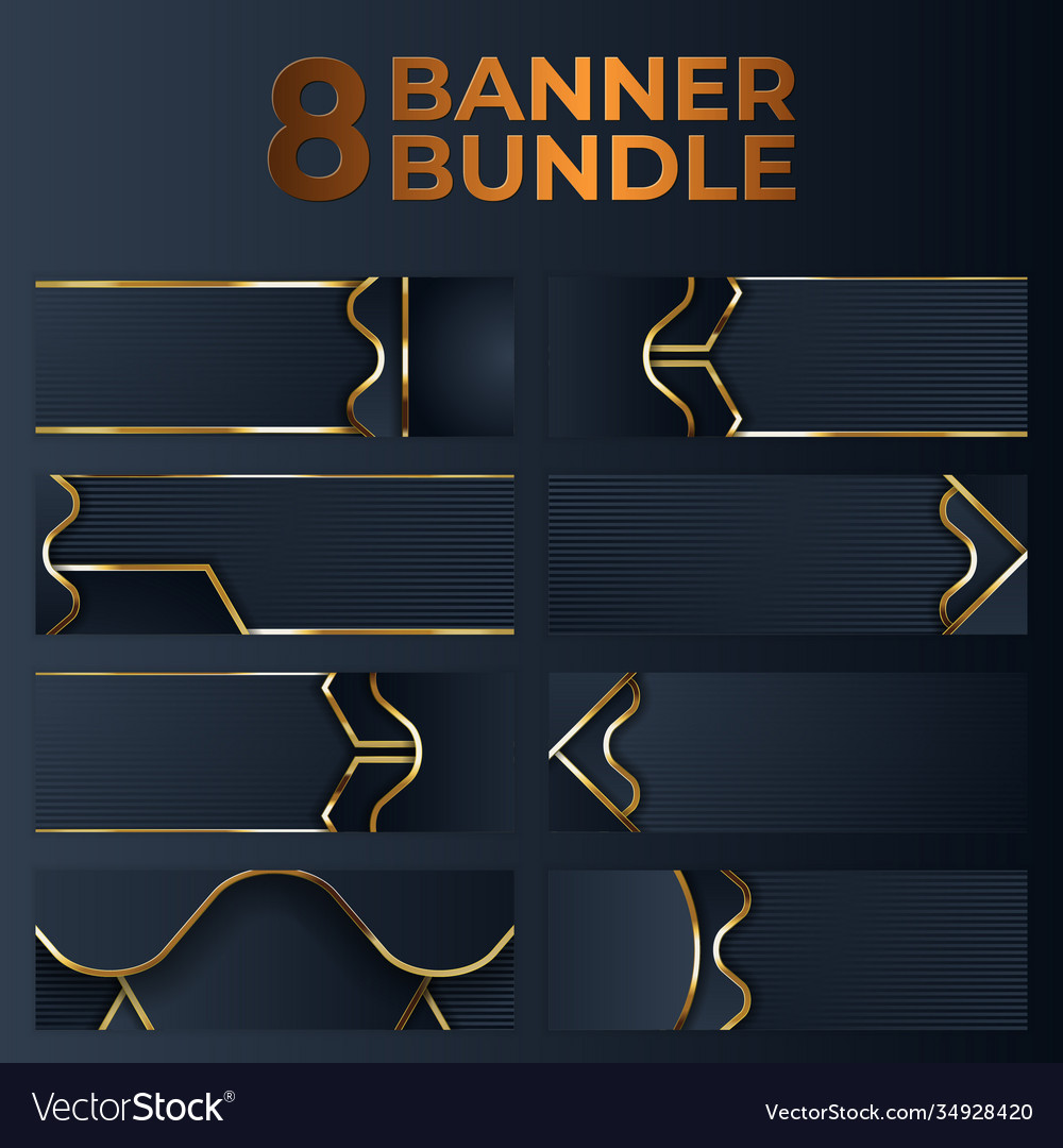 Set Gold Banner Design mit minimalistischen modernen