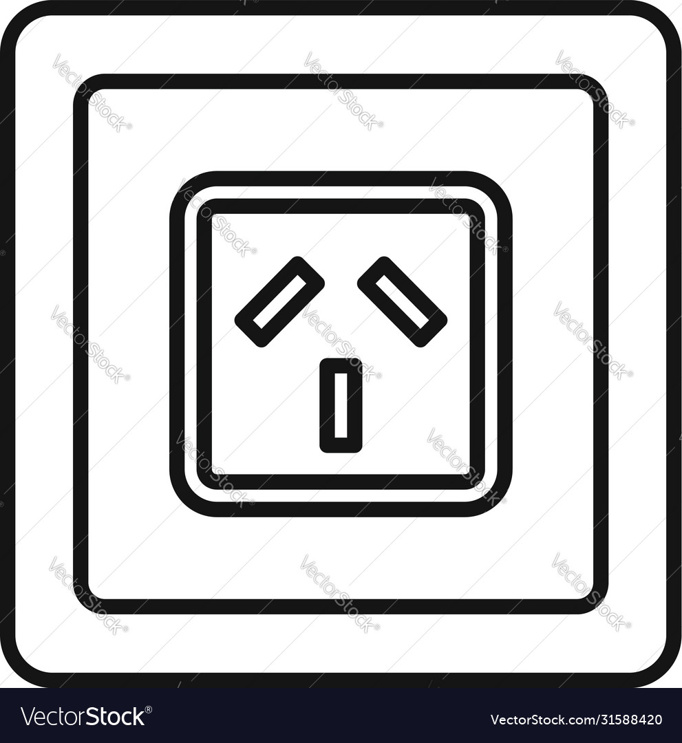 Type i power socket icon outline style Royalty Free Vector