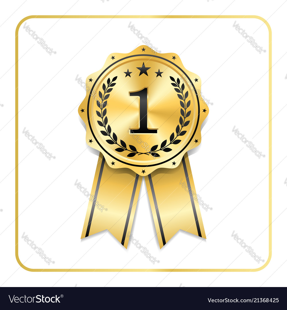 Award ribbon gold icon blank medal isolated Vector Image