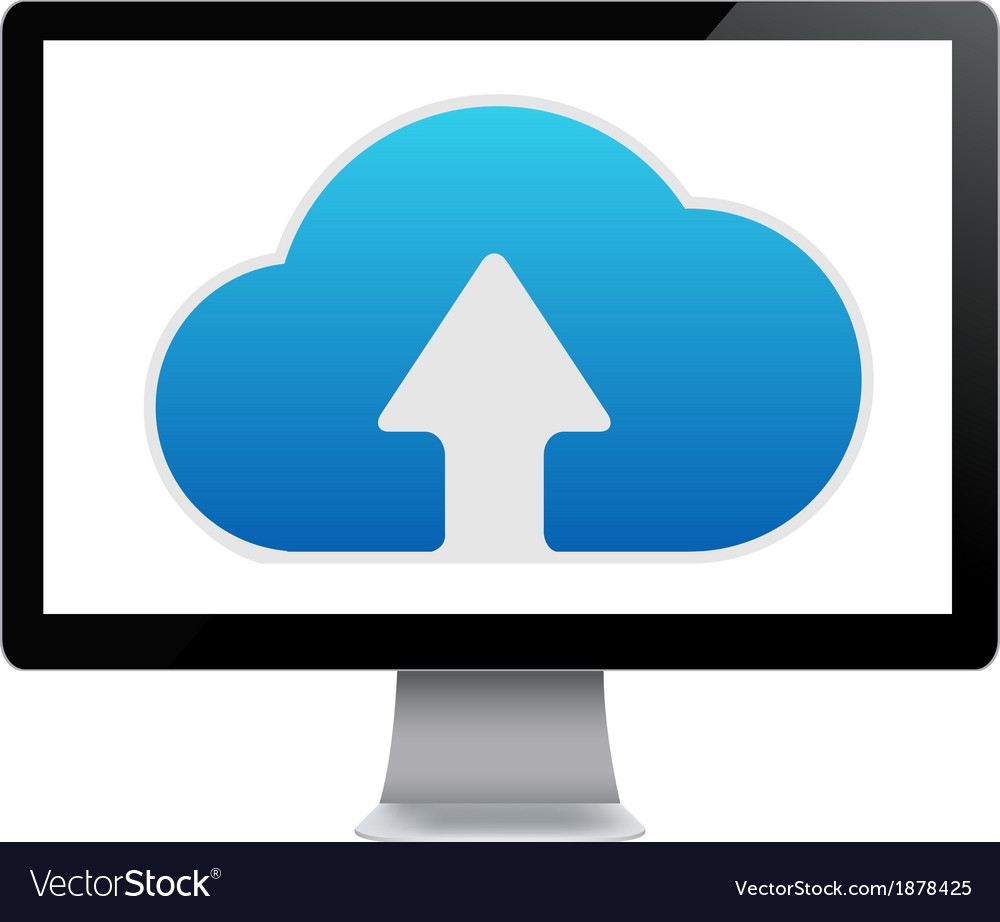 Cloud computing icon in computer Royalty Free Vector Image