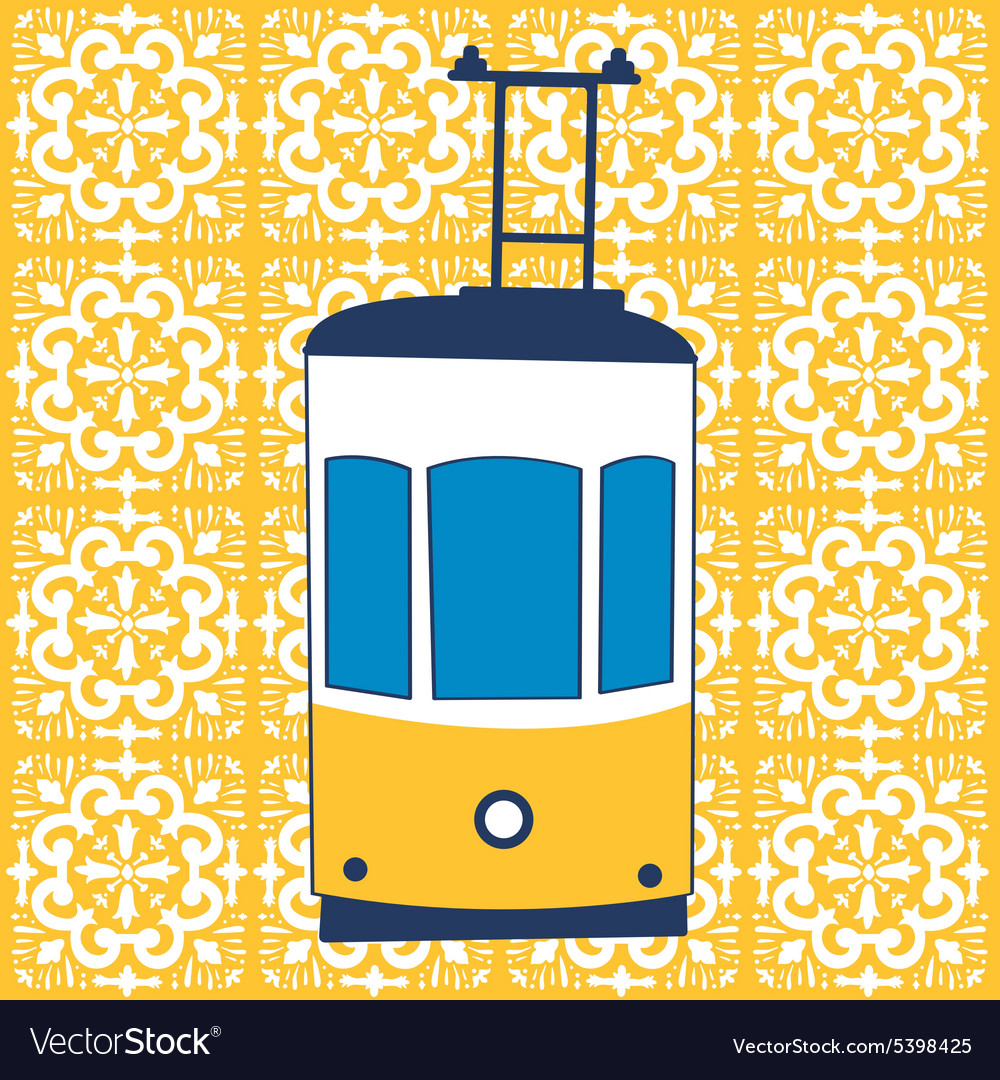 Colorful of traditional lisbon tram Royalty Free Vector