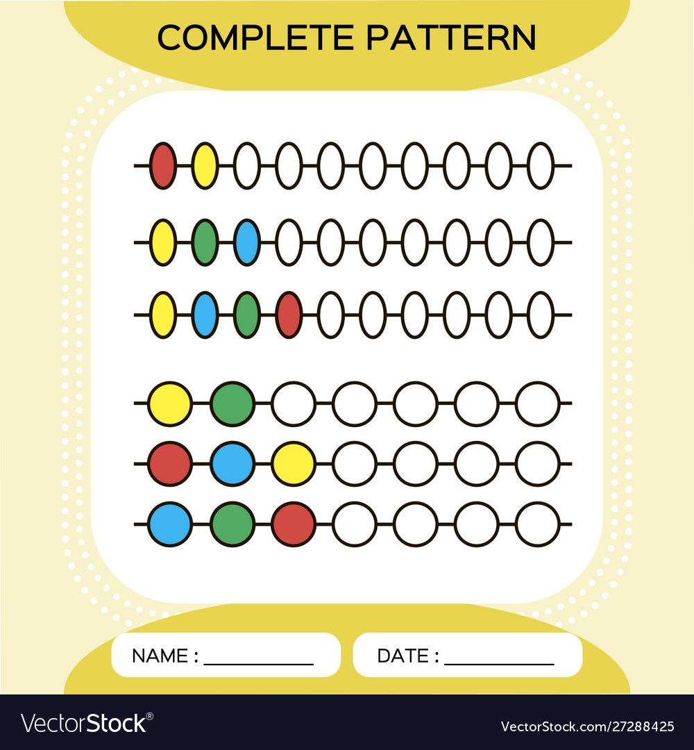 Complete repeating patterns worksheet