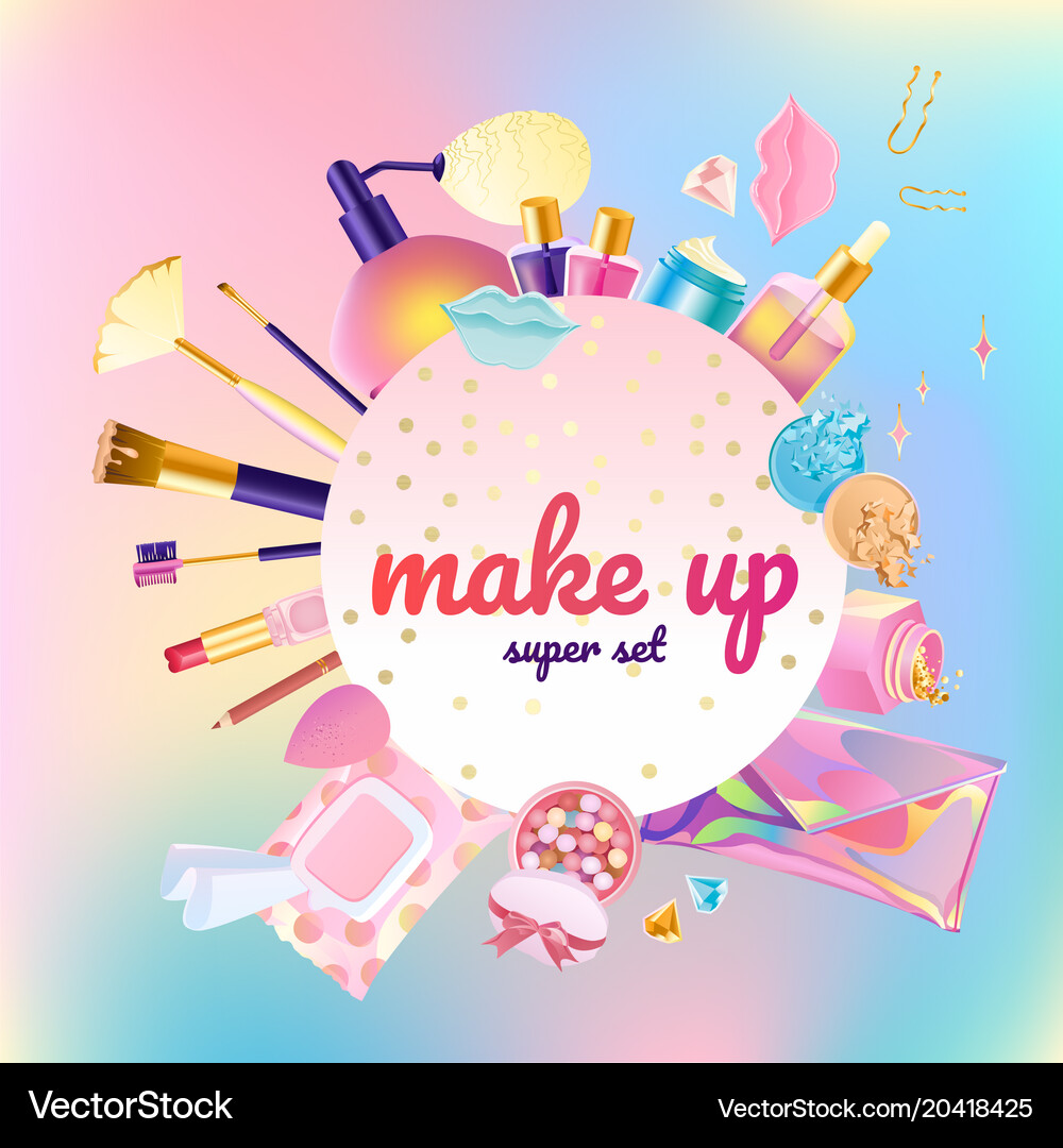 Cosmetic Makeup Set Collection Royalty Free Vector Image