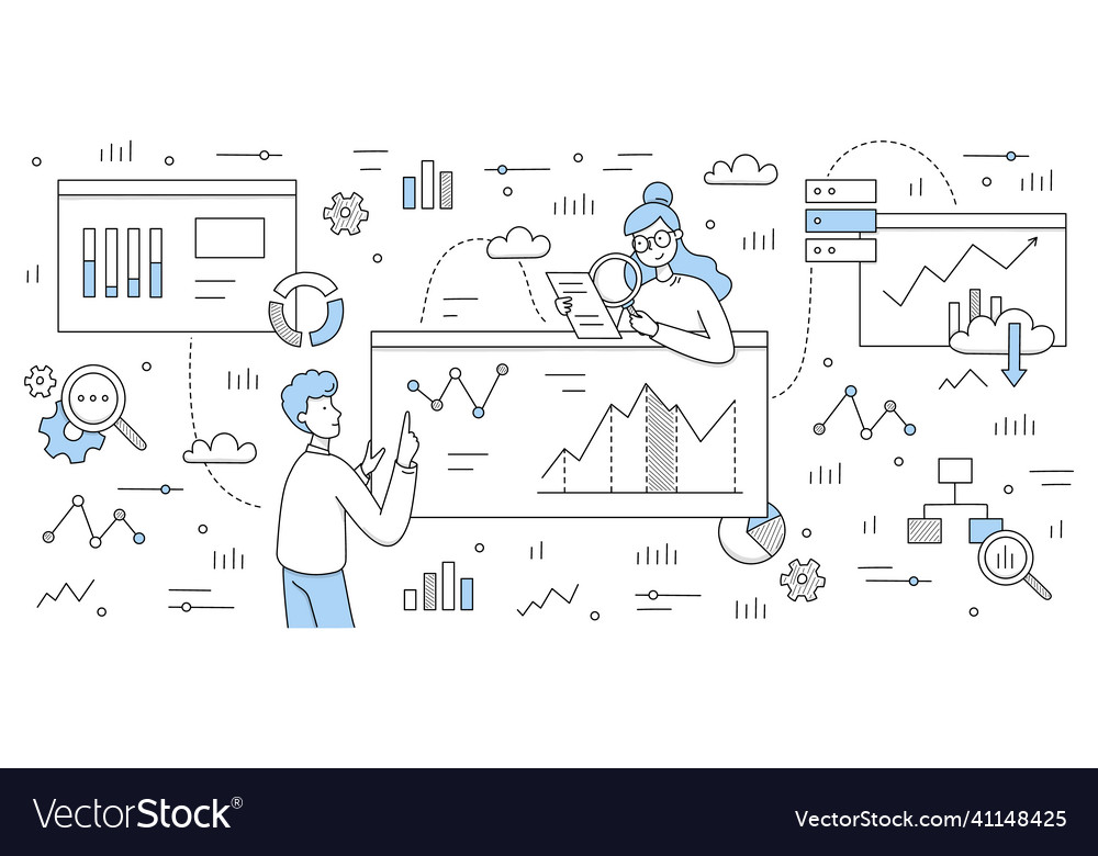 Data analysis concept business analysts research Vector Image