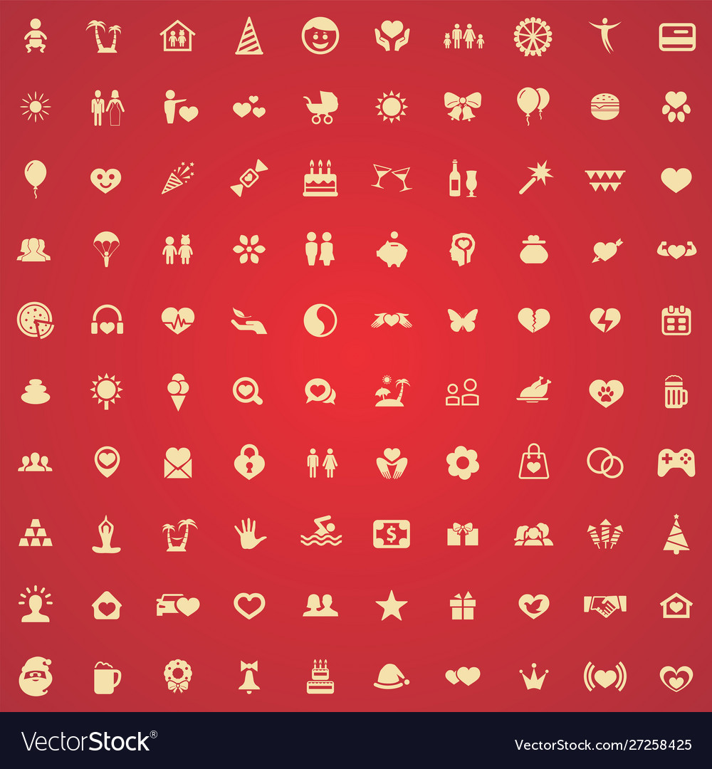 Happiness 100 icons universal set for web and ui