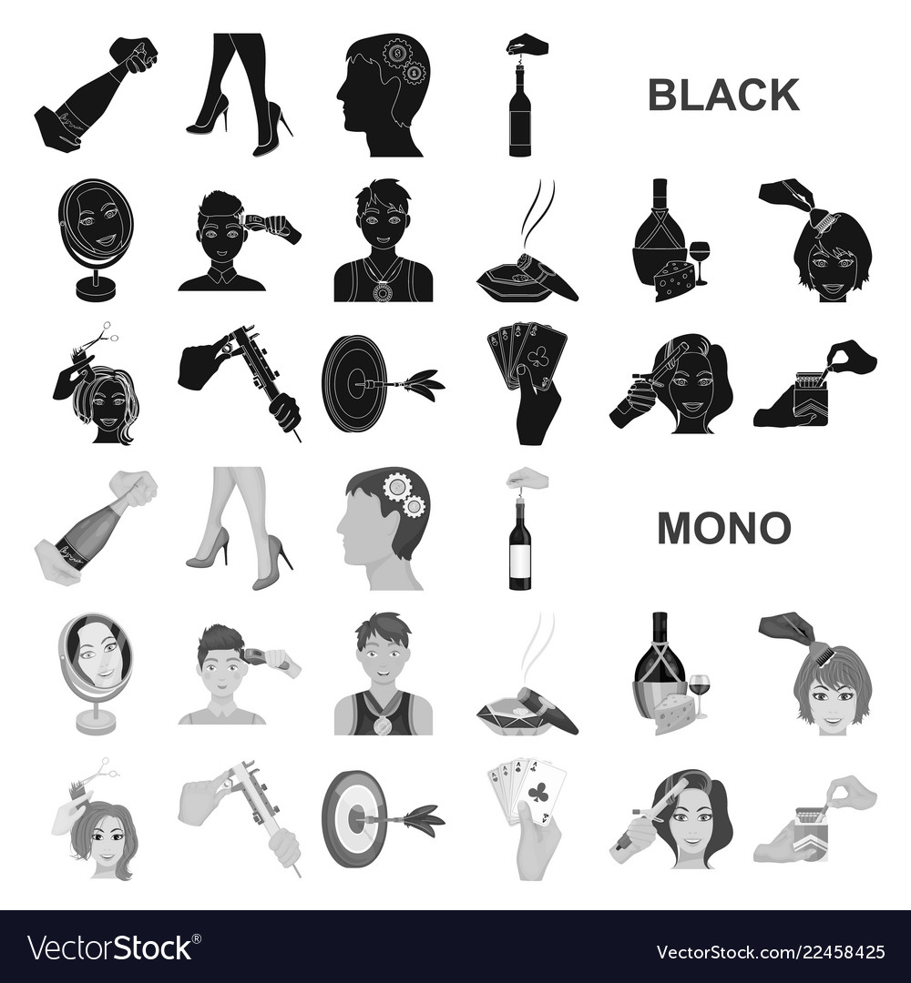 Manipulation by hands black icons in set vector image Manipulation by hands black icons in set