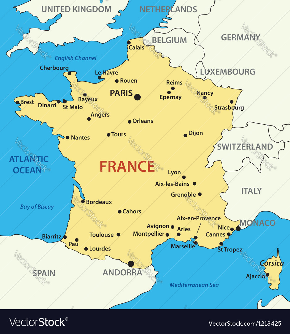 Map Of France Royalty Free Vector Image Vectorstock