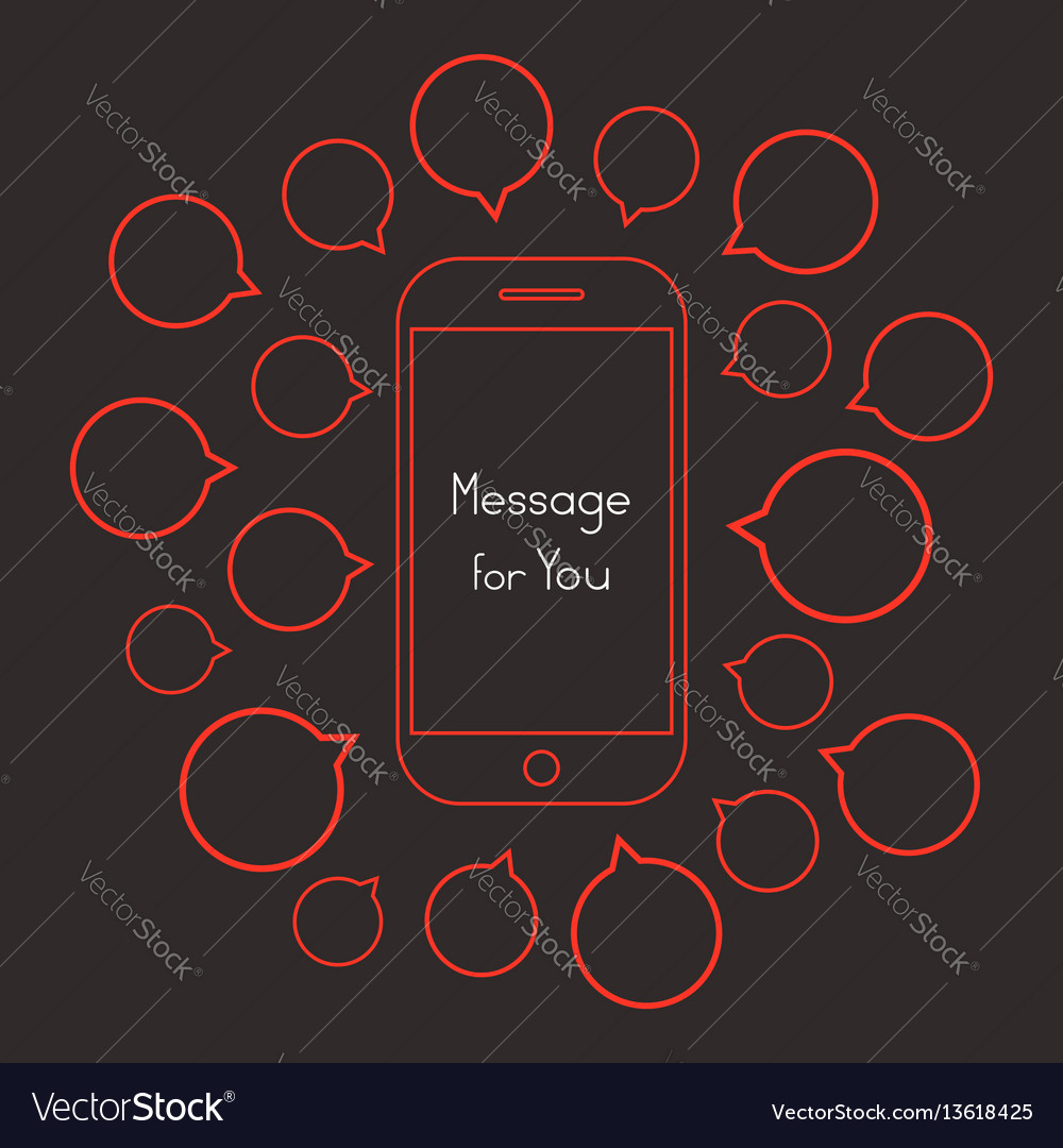 Message for you with red smartphone and speech vector image Message for you with red smartphone and speech
