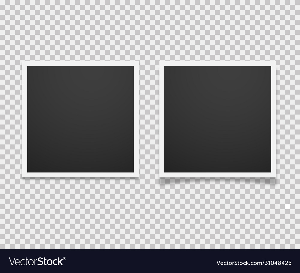 Realistic empty photo frame on transparent vector image Realistic empty photo frame on transparent