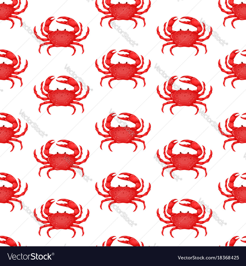 Seamless pattern with flat red crab isolated Vector Image