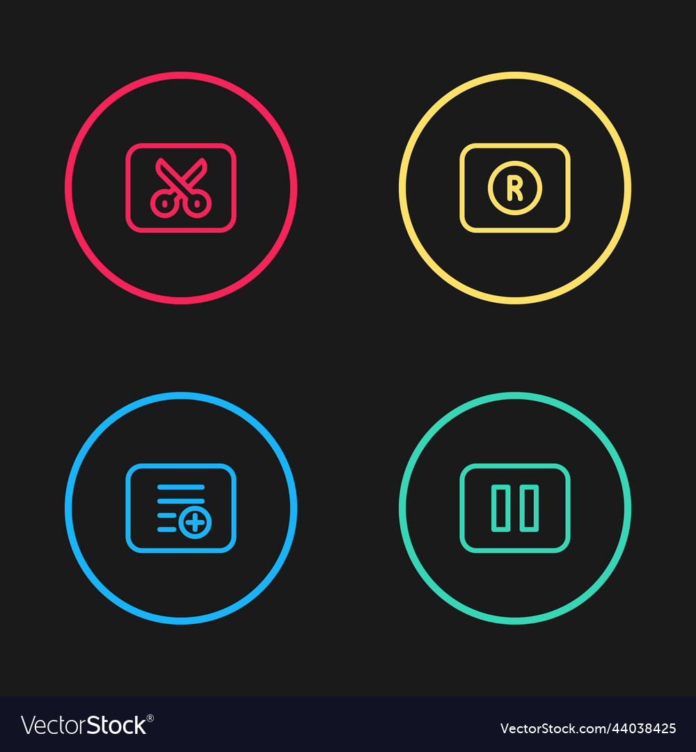 Set line add to playlist pause button record vector image Set line add to playlist pause button record