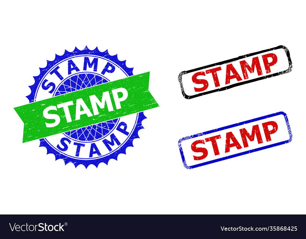 Stamp Rosette And Rectangle Bicolor Seals Vector Image