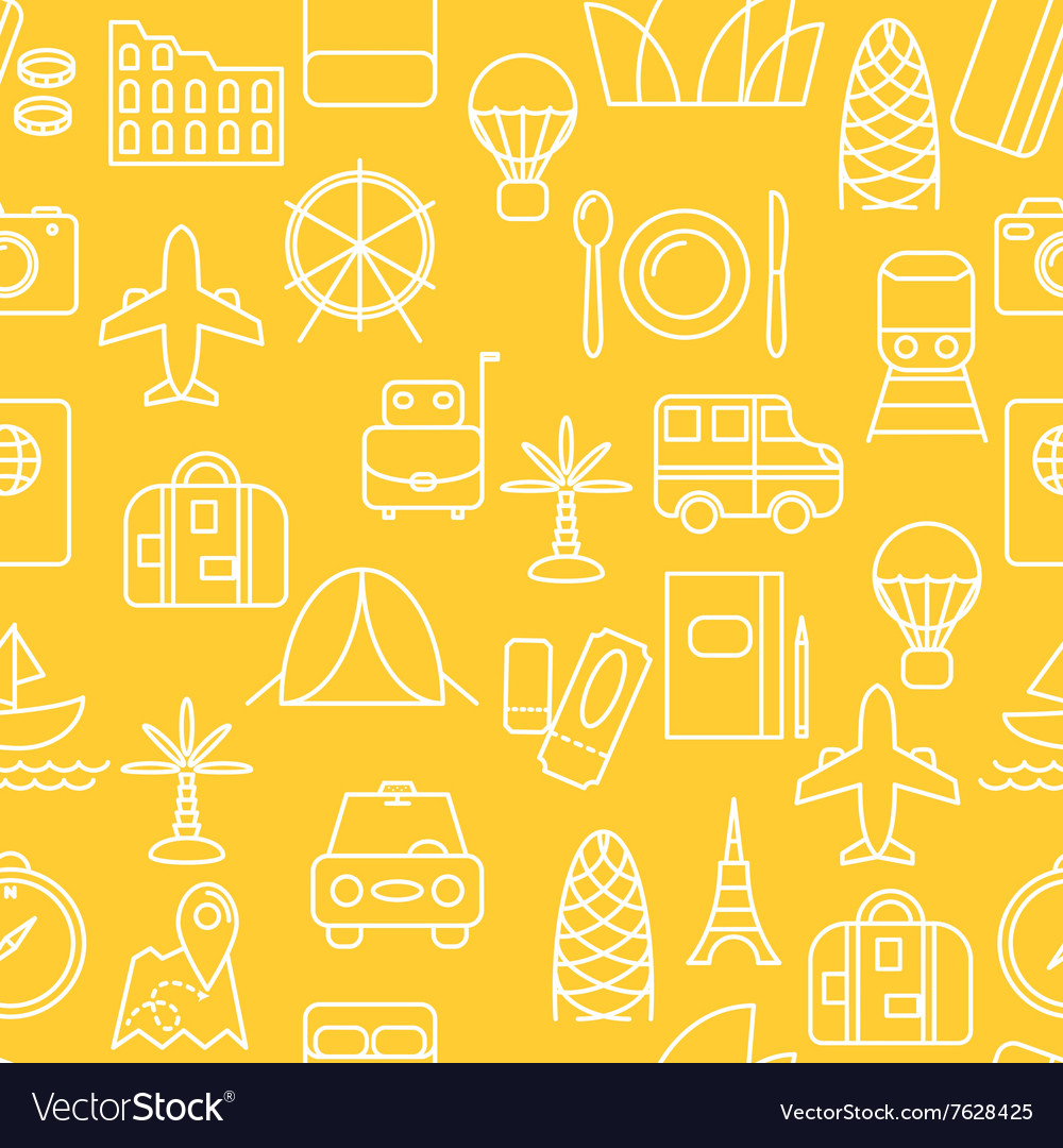 Thin line icons seamless pattern