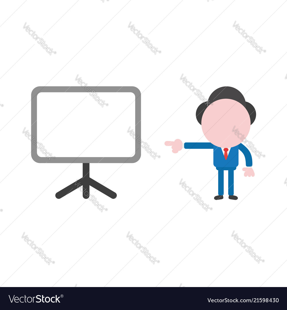 Businessman character pointing blank presentation