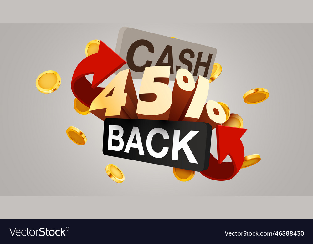 Cashback 45 percent icon isolated on the gray