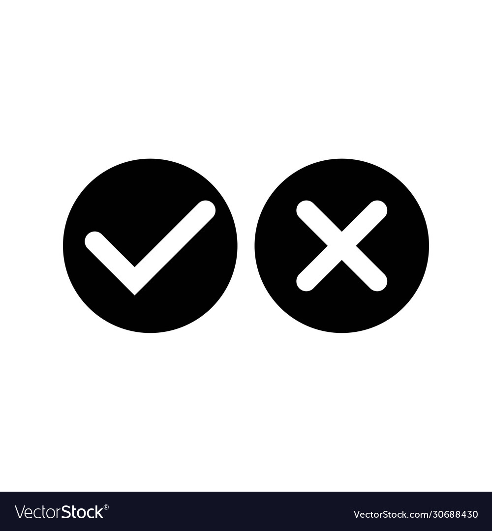 Check marks or tick cross checkmarks flat icon vector image Check marks or tick cross checkmarks flat icon
