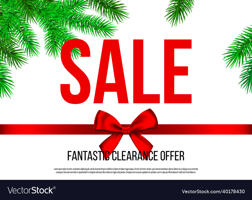 Christmas sale banner with decorative gift bow