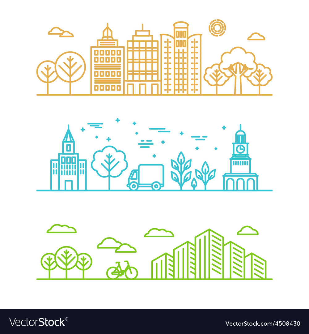 City in linear style Royalty Free Vector Image