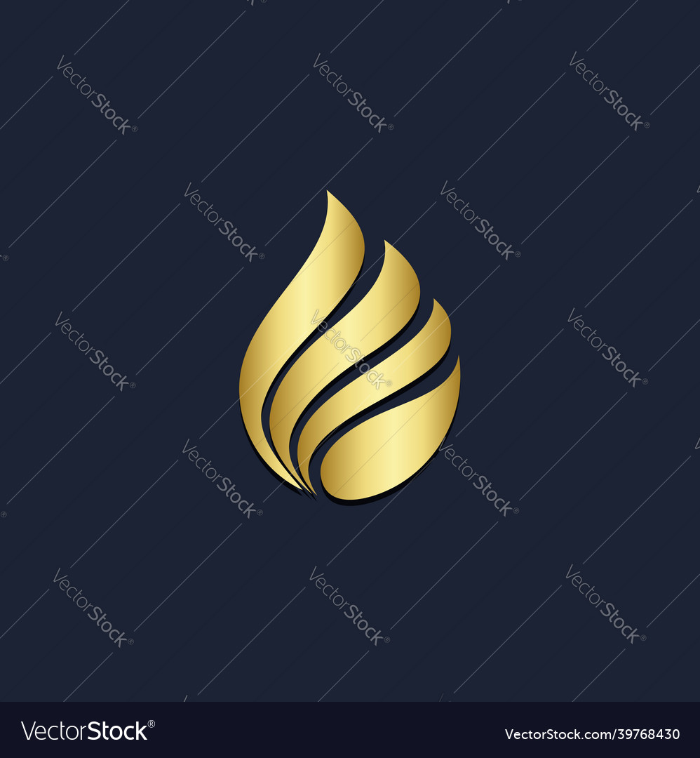 Droplet curve shape abstract gold logo Royalty Free Vector