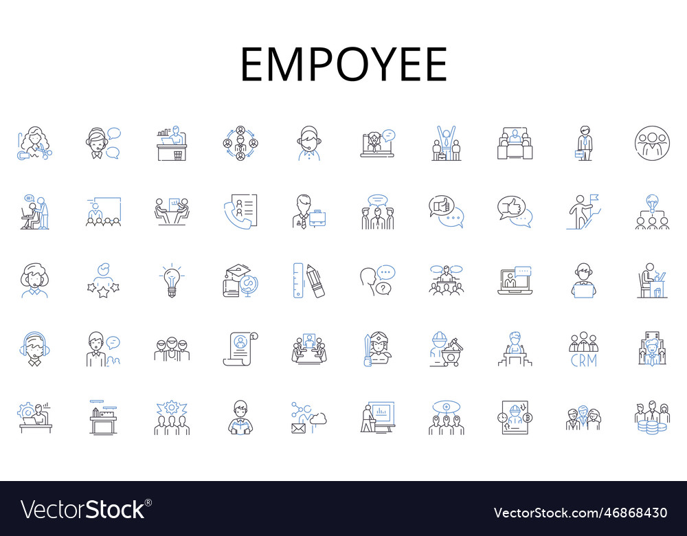 Empoyee line icons collection workflow vector image Empoyee line icons collection workflow