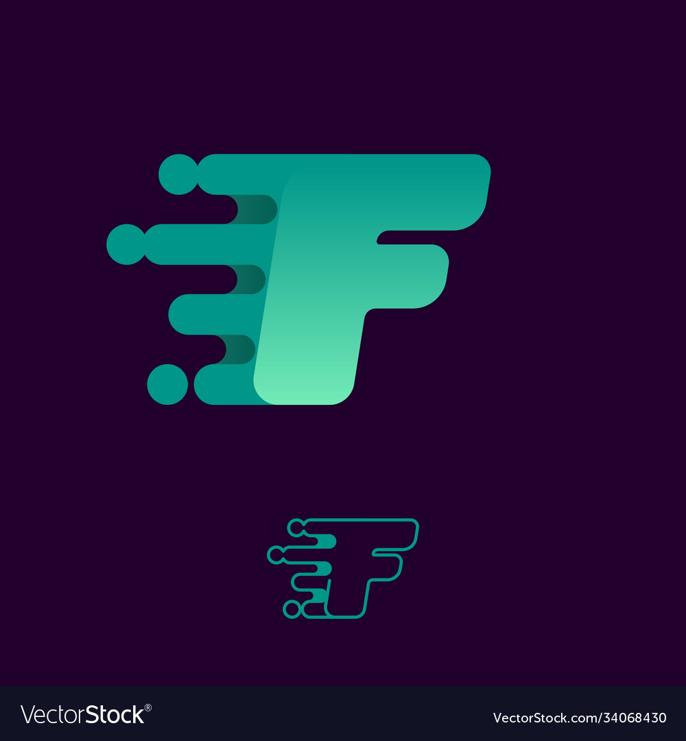 Fast speed letter f logo with lines and dots