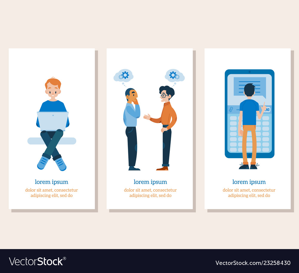 Flat software apps development concept set